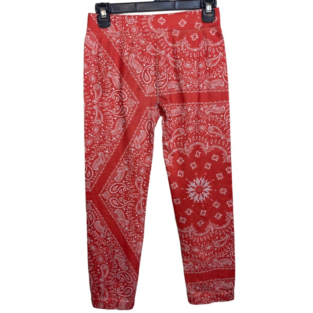 Red & White Bandana Printed Capri Leggings Size Medium